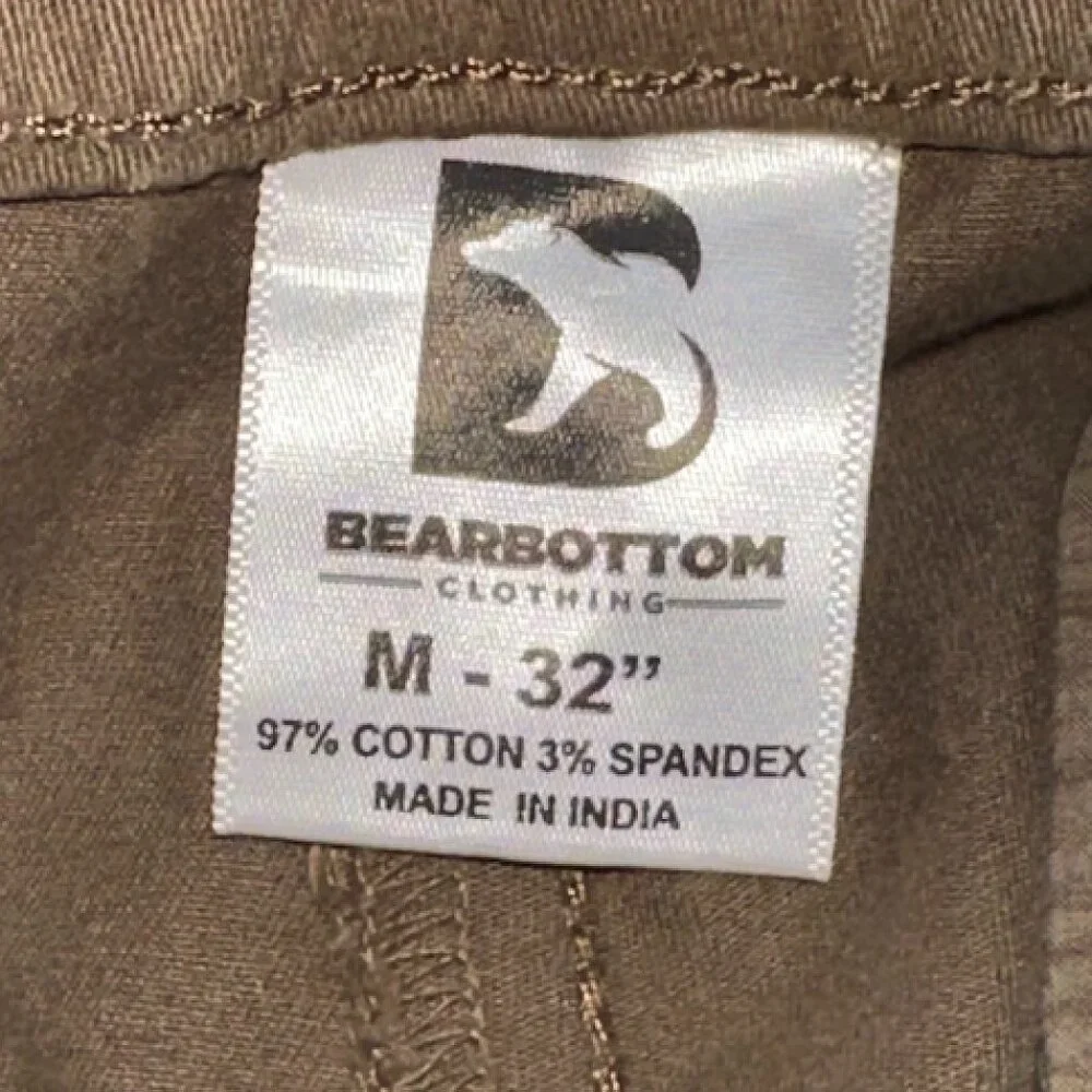 Men' Bearbottom Brown Skinny Chino Khaki Trouser Pants Medium Travel Work Office